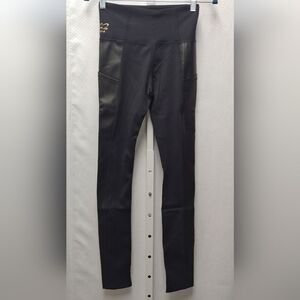 Laila Ali Faux Leather Side Panel Leggings NEW